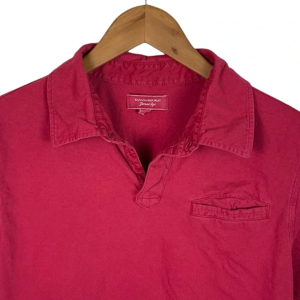 PO30 Mens Banana Republic Garment Dye Preppy Pocket Polo Shirt L